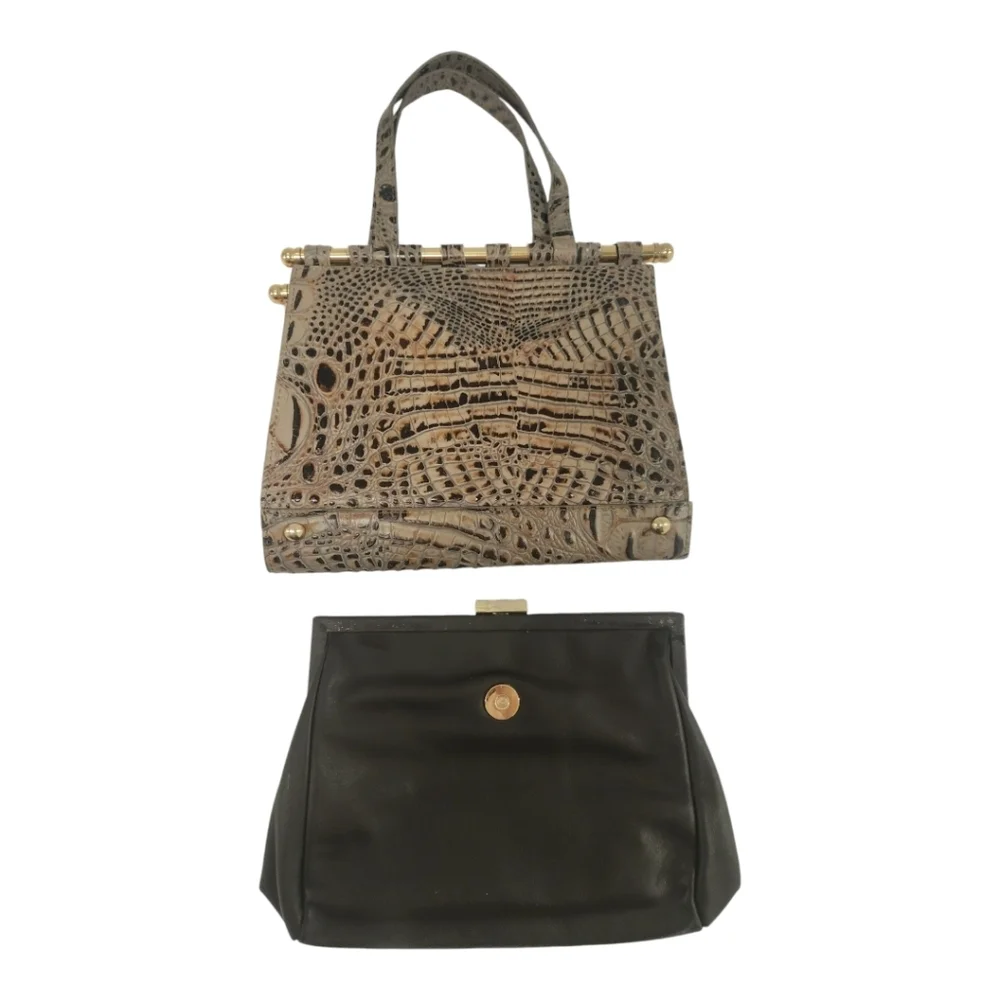 Merrell McGuiness Croc Embossed Leather Reversible Handbag Clutch Rare‎